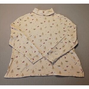 90s Vtg Christmas Sz XL Covington Sport Turtleneck Shirt Holiday Snowman Trees